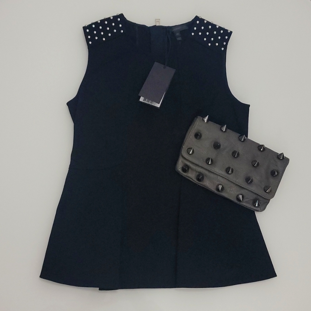 NWT Belstaff peplum top sleeveless w/studded shoulders - Picture 8 of 8